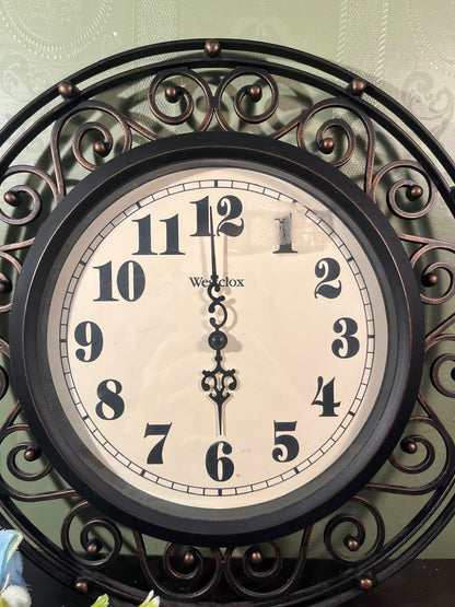 Westclox Round Wall Clock Black & Bronze 30cm