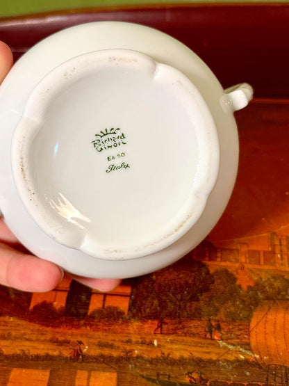 Vintage White Ceramic Lidded Sugar Bowl with Handles 10cm