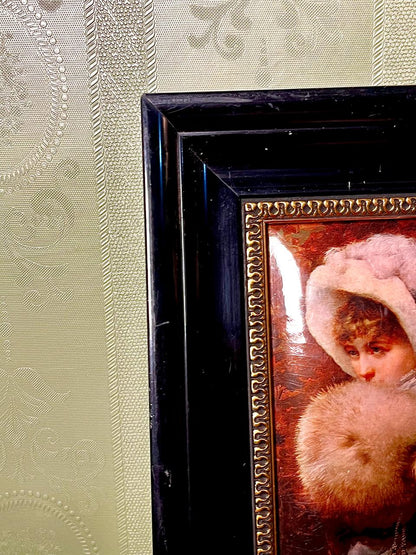 F.C. Masriera Framed Artwork Woman Portrait 9 x 7 Inch