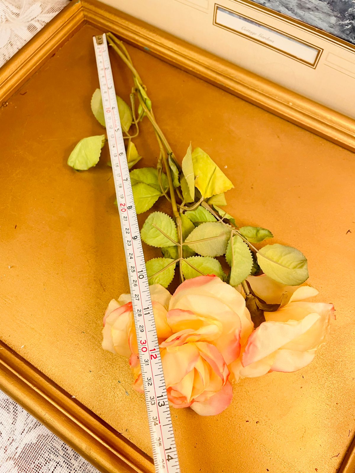 Cream Pink Artificial Rose Stem 13"