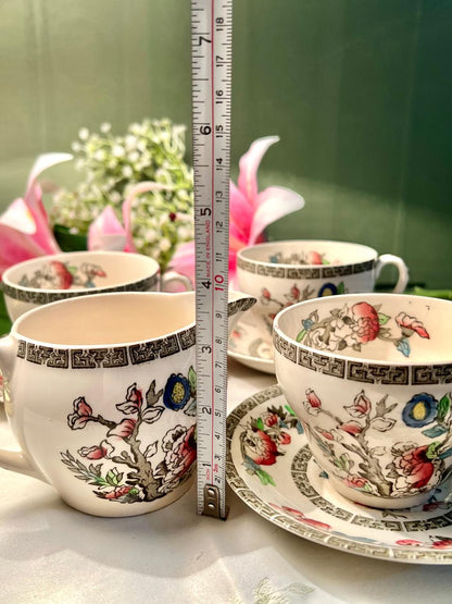 Indian Tree Johnson bros Floral Tea Set Black Border 7 Piece