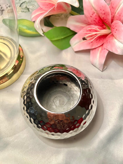 Silver Hammered Decorative Vase – Approx. 5 Inch