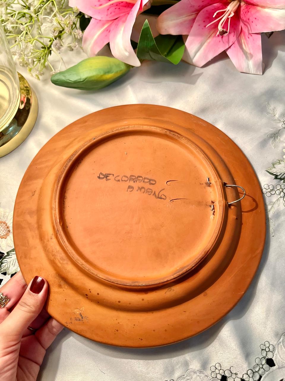 Hand Painted De Cordoba Floral Terracotta Wall Plate – 10 Inch