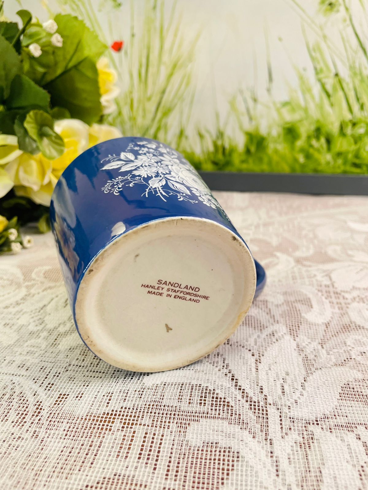 Sandland Blue Floral Ceramic Mug | Made in England