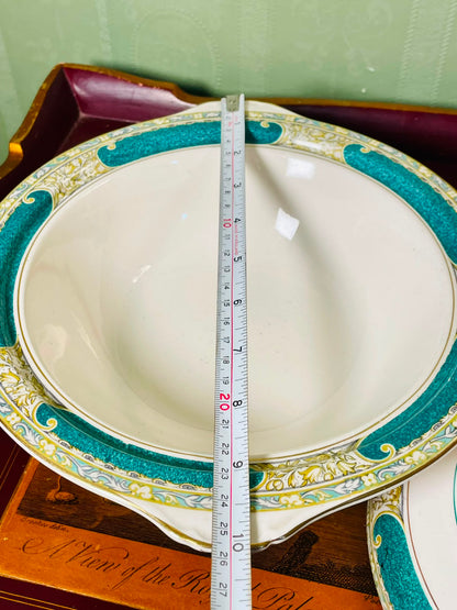 Royal Swan Turquoise & Gold Covered Serving Bowl 10"