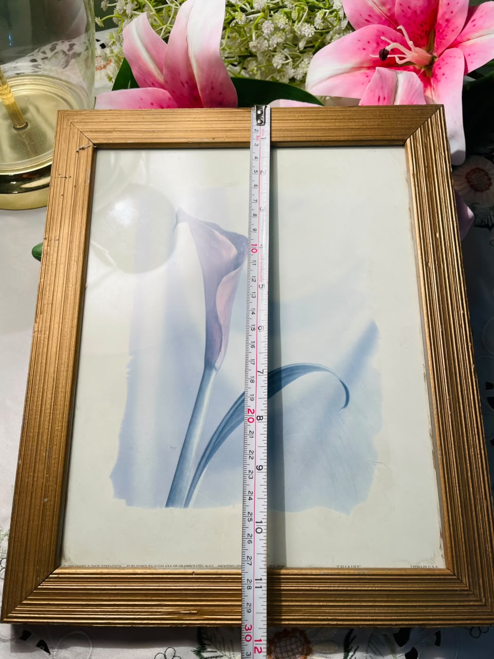 Calla Lily Framed Print Gold-Tone Frame Approx. 30 cm