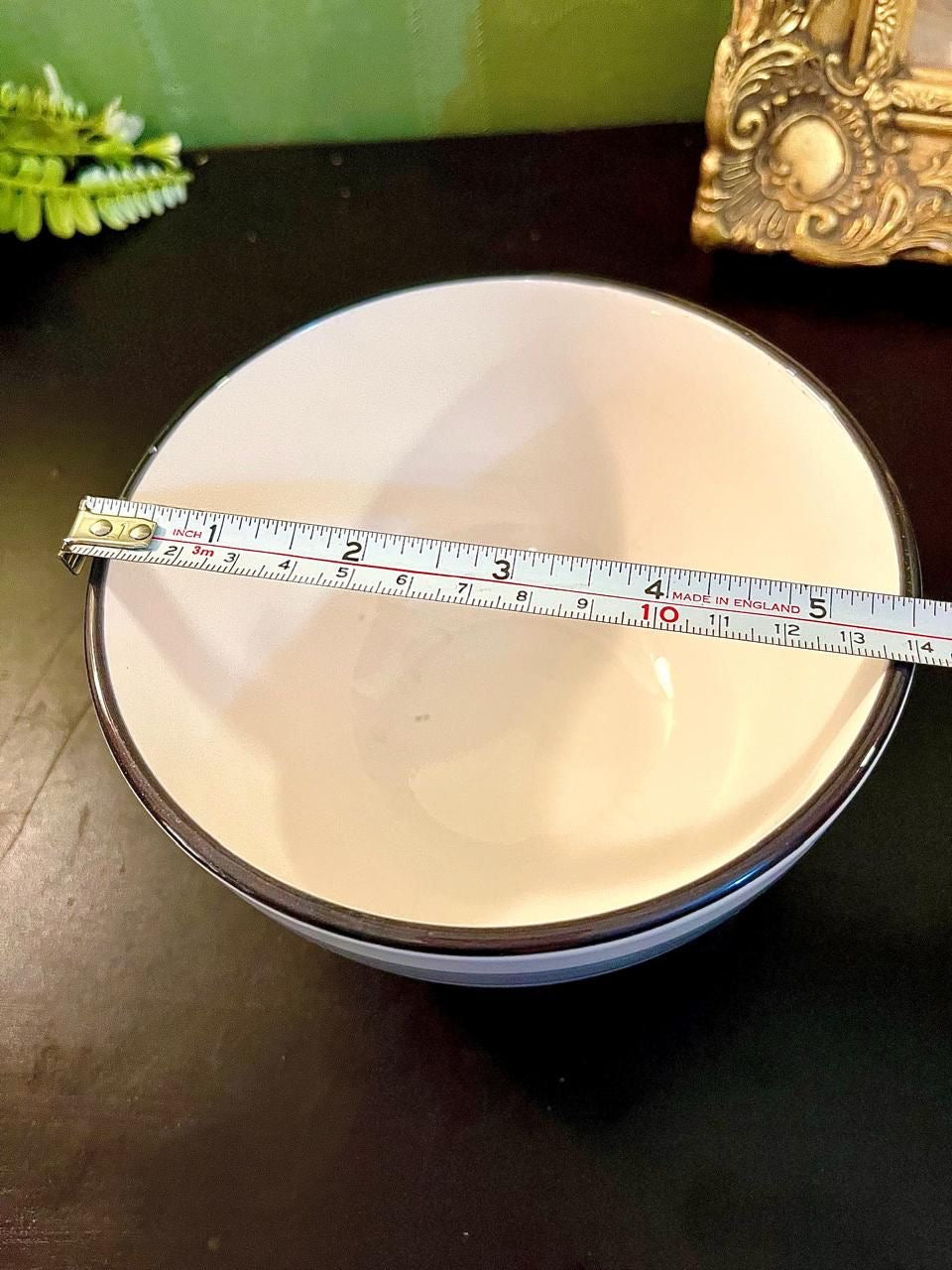 Vintage Grey Stripe Ceramic Serving Bowl 5 Inch