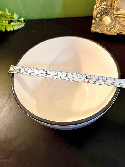 Vintage Grey Stripe Ceramic Serving Bowl 5 Inch