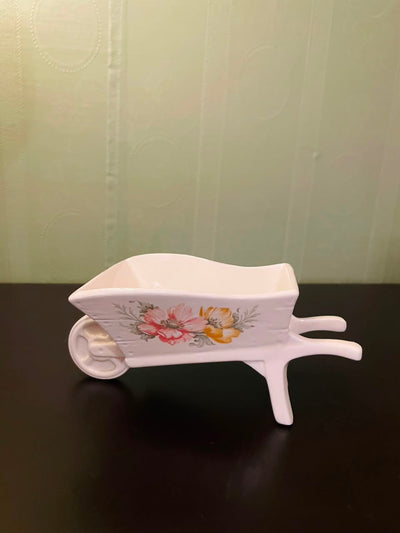 Vintage Floral Wheelbarrow Planter Ornament