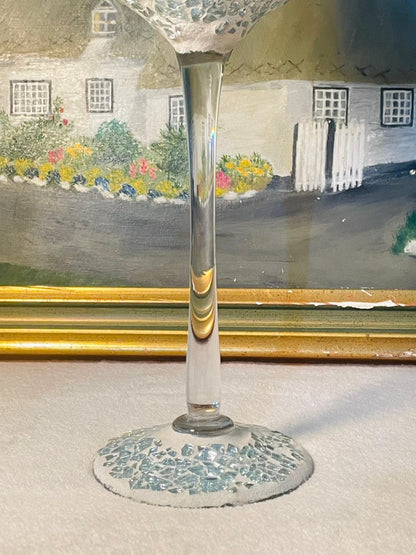 Silvery Goblet Mosaic Glass Candle Holder – Votive Wedding Decor | Elegant Table Cent