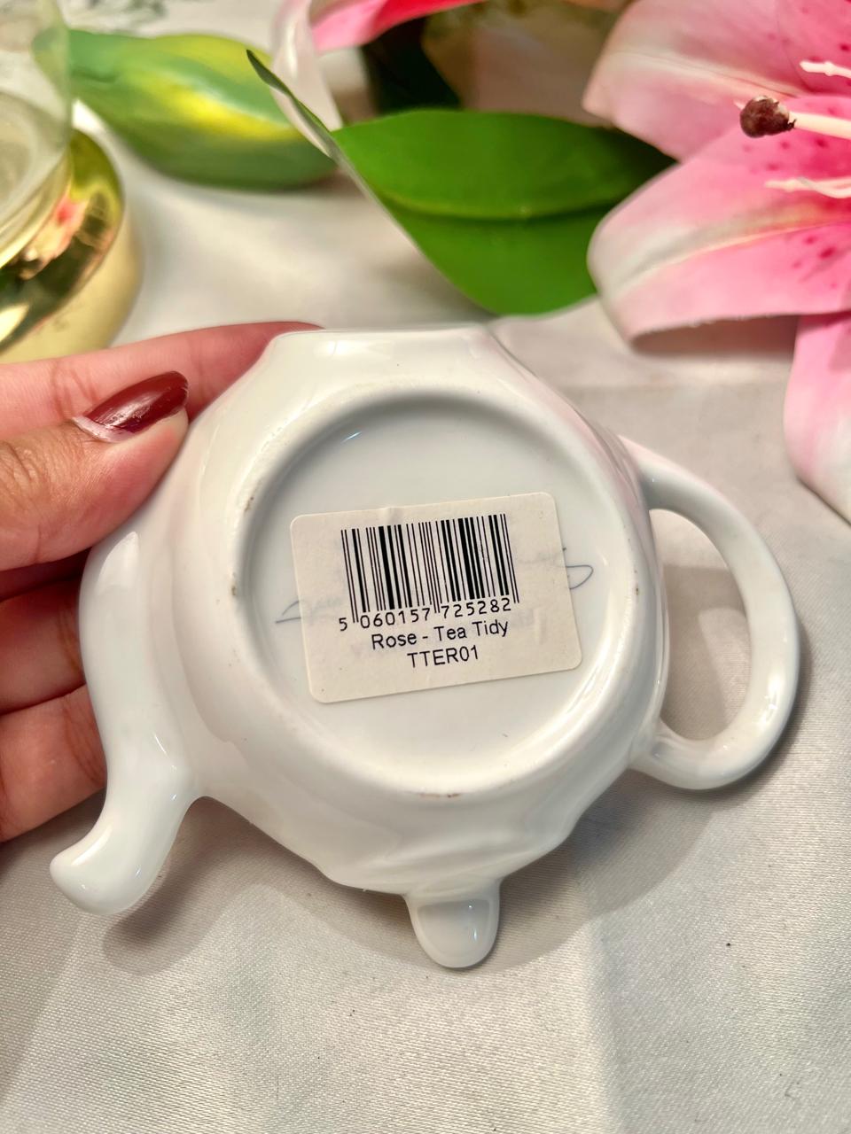 Rose Teapot-Shaped Ceramic Tea Bag 10 cm