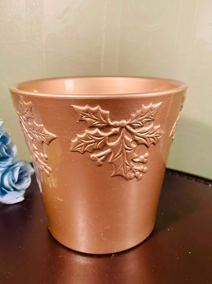 Bronze Holly Leaf Planter Pot – 6 Inch Decorative Plant Holder