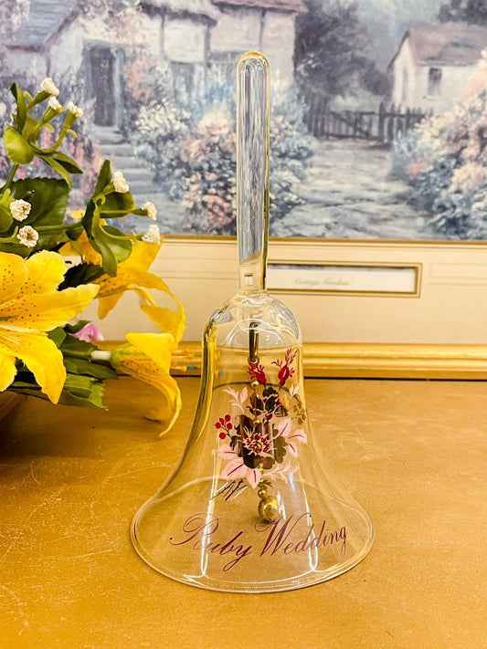 Ruby Wedding Glass Bell – Vintage Floral Gift Decor