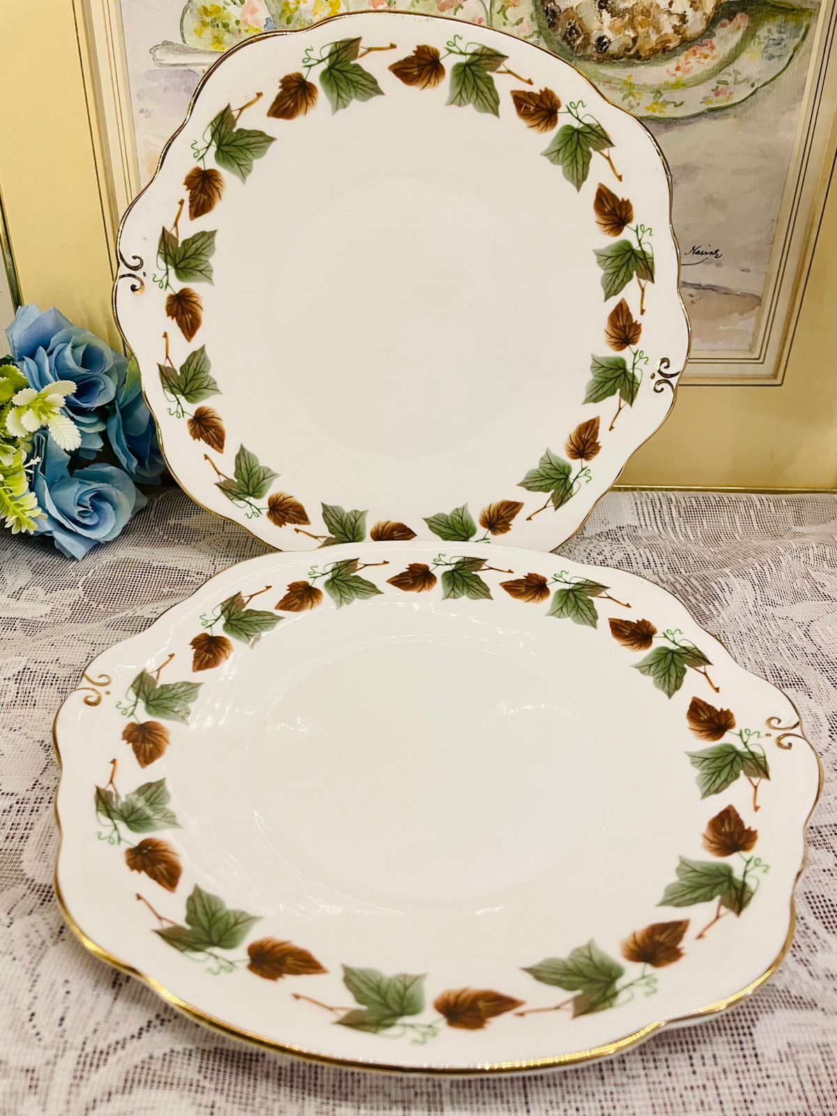 Vintage Duchess Bone China Cake Platter | Elegant English Floral Design