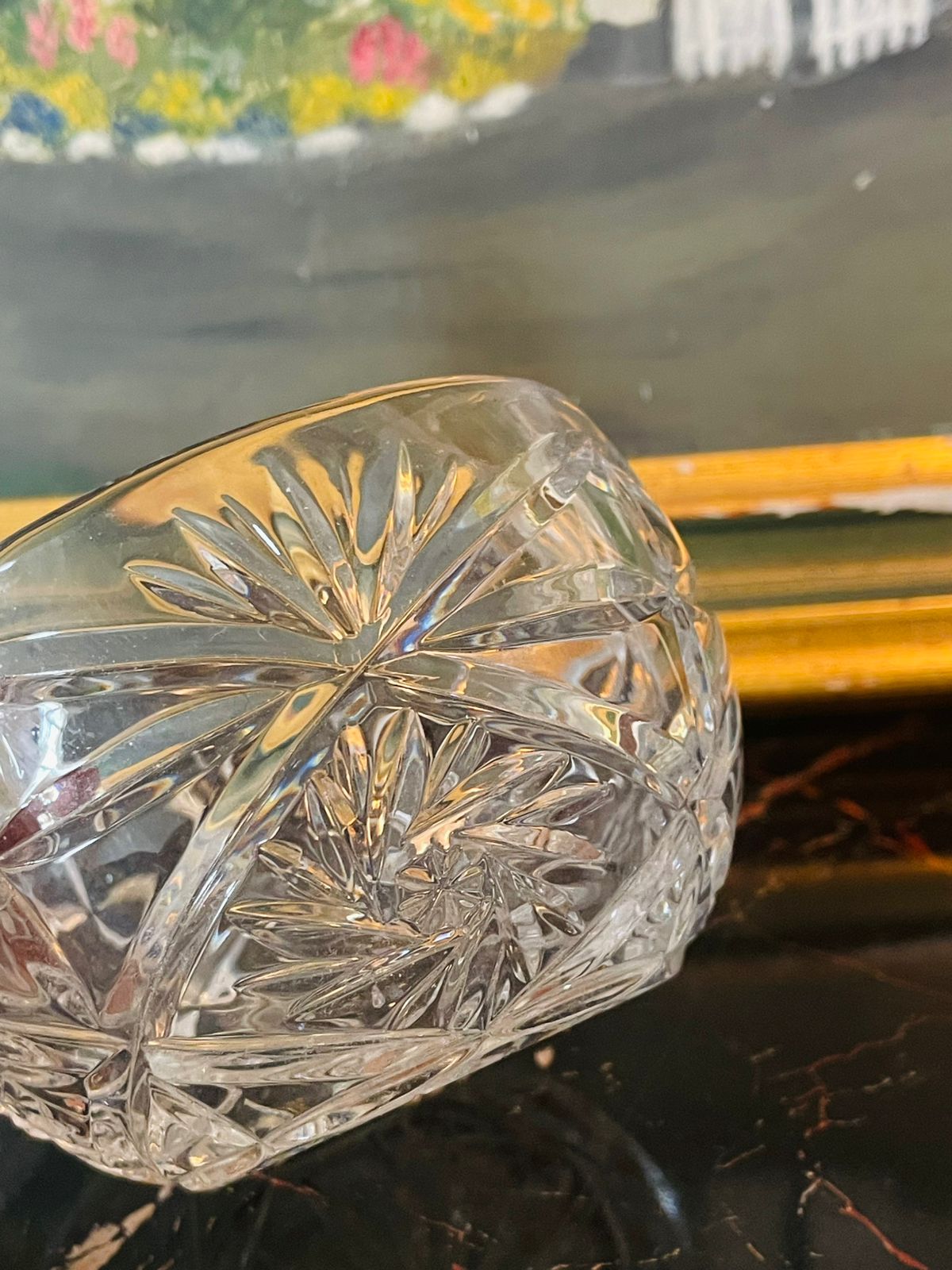 Vintage Cut Crystal Pear Jar with Lid  – Candy Dish or Trinket Holder