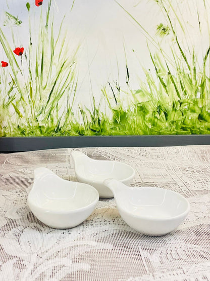 Vintage White Ceramic Sauce Spoon Bowls Set of 3