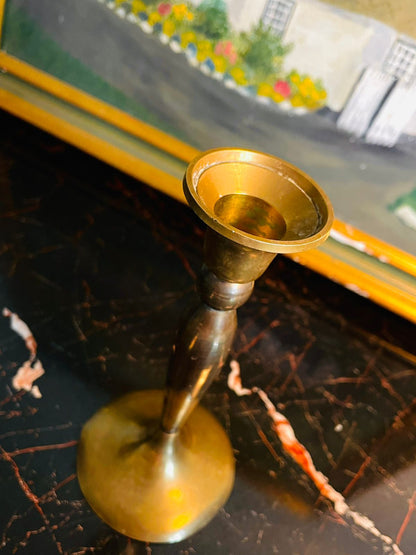 Tall Vintage Brass Candlestick – Sleek Pedestal Design