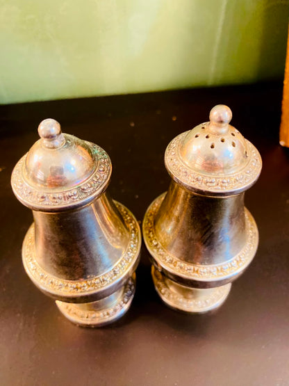 Vintage Silver-Plated Salt & Pepper Shakers Set 5 Inch