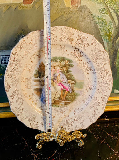 Worley Ware England Decorative Plate with Romantic Couple Scene – 8.5 Inches