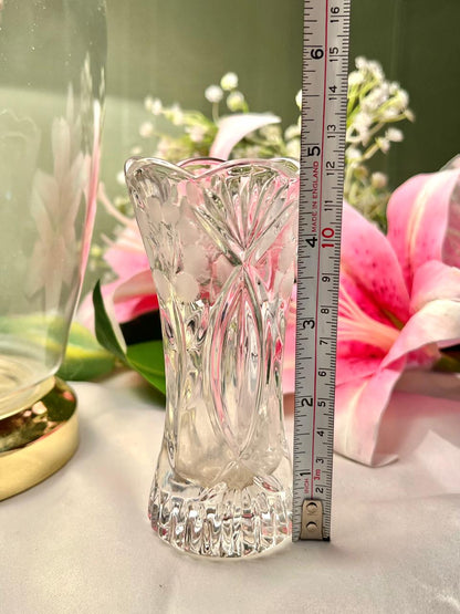Vintage Clear Crystal Fluted Vase – Approx. 5 Inch