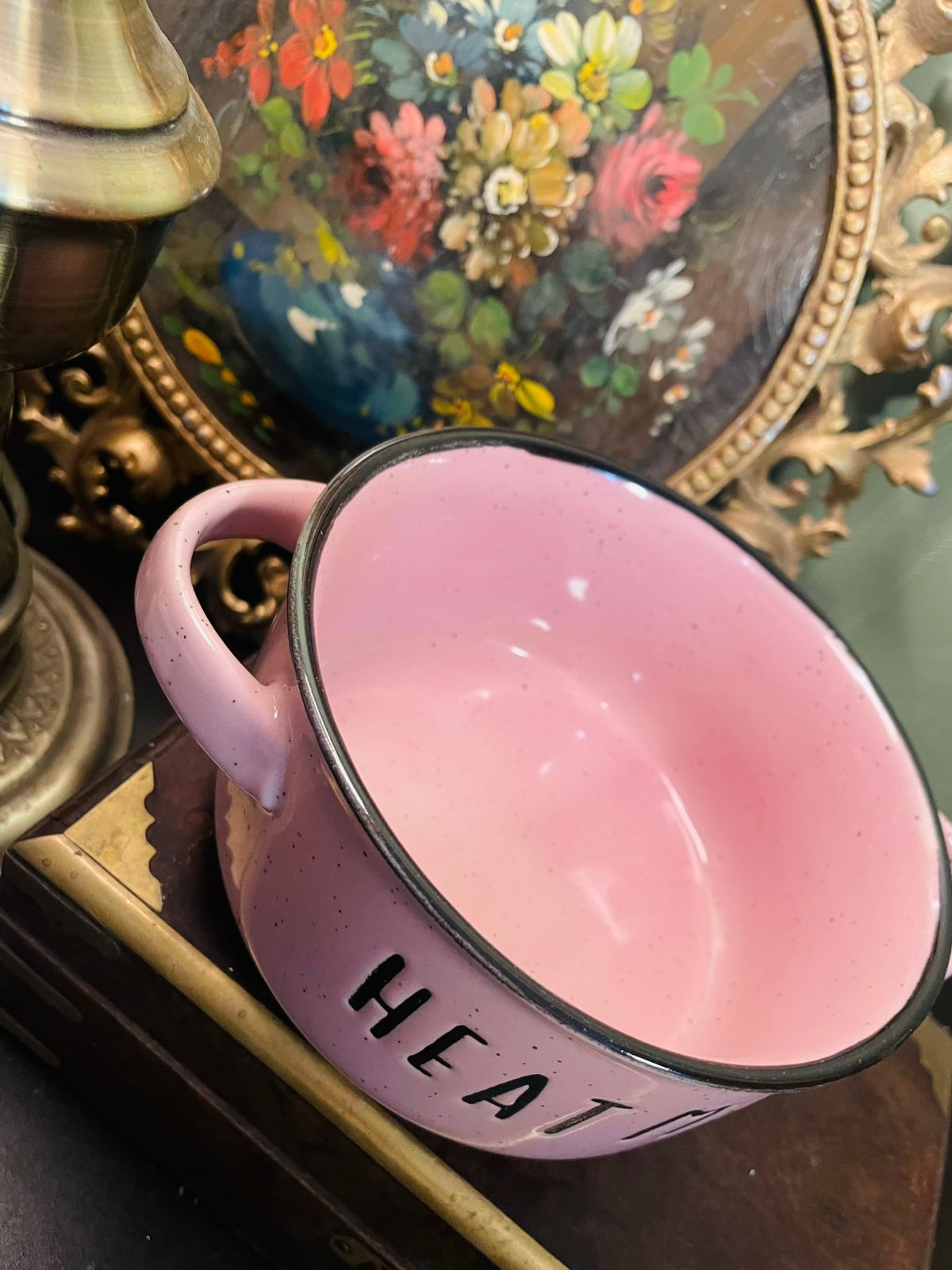 Pink Enamel Heat Me Pot 5 Inch