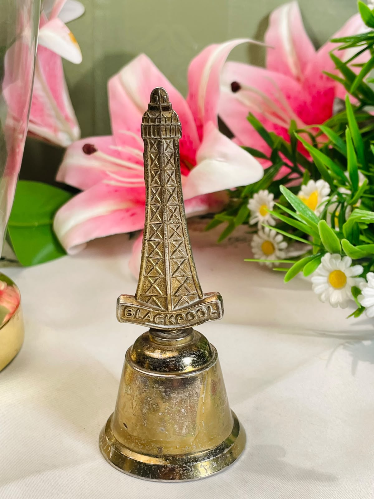 Blackpool Tower Brass-Tone Souvenir Bell – 12 cm