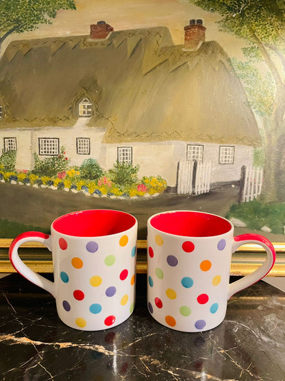 Set of 2 Polka Dot Mug, Tea mug, Coffee mug ,Oven Safe, Ceramic , England