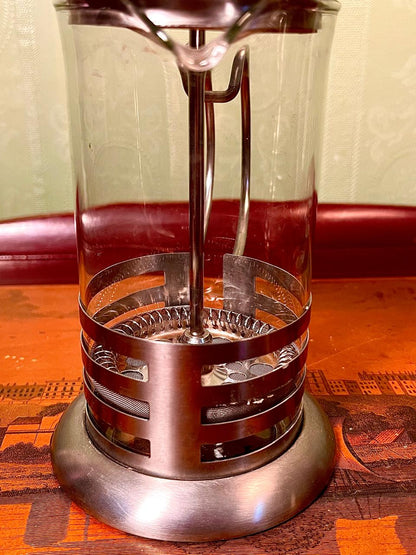 Stainless Steel French Press Coffee Maker | Glass Coffee Press | 7 Inch