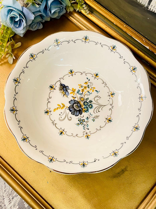 Vintage Hand-Painted Large Pink Floral Bowl – England