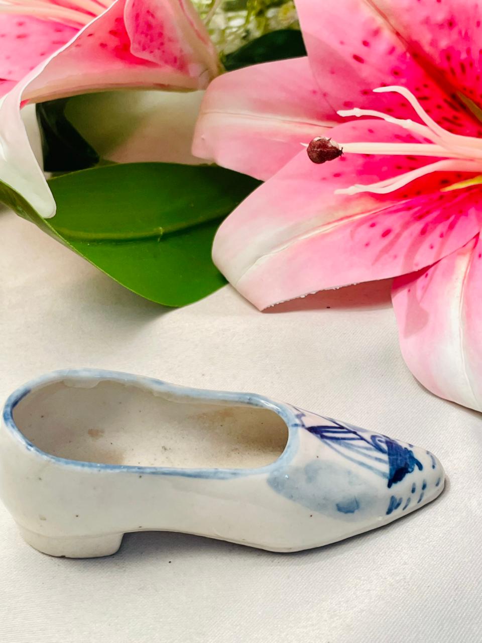 Blue pottery Blue & White Shoe Miniature Decor 4 in