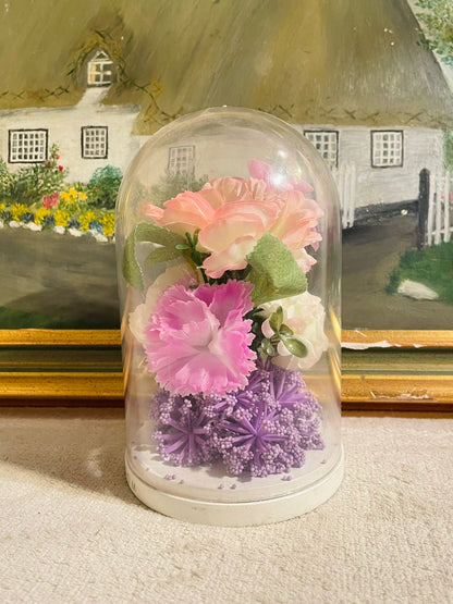 Clear Glass Round Cylinder Flower Dome – Elegant Decorative Display