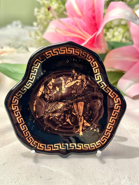 24K Gold Greek Mythology Black Decorative Plate – 4 Inches