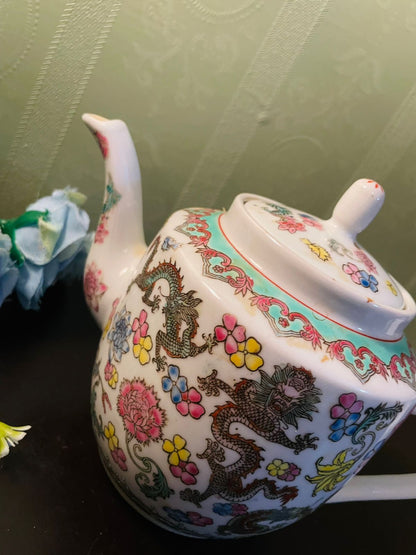 Vintage Chinese Dragon Porcelain Teapot