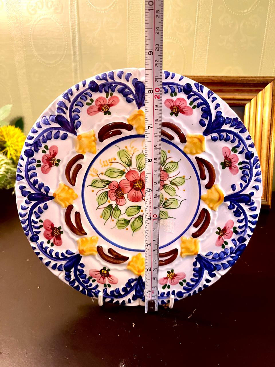 Vintage Hand-Painted Floral Ceramic Plate – 8 Inch