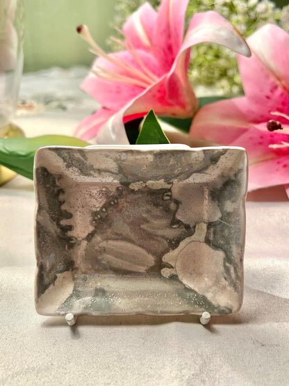 Silver-Tone Rectangular Decorative Trinket Dish – Approx. 4 Inch