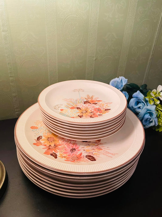 Vintage Poole England Floral Plates Set of 12 - 6 persons