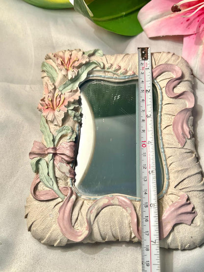 Floral Ribbon Decorative Mirror 7"