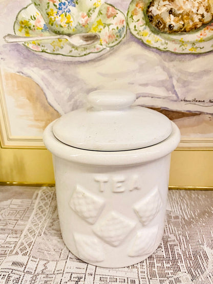 Vintage White Ceramic Coffee & Tea Storage Jars – Set of 2