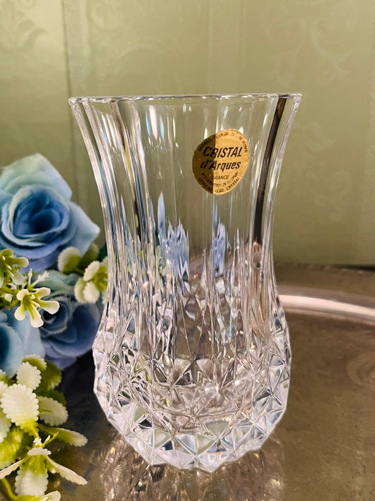 Vintage Royal Crystal Bud Vase 13 cm Diamond Cut Design