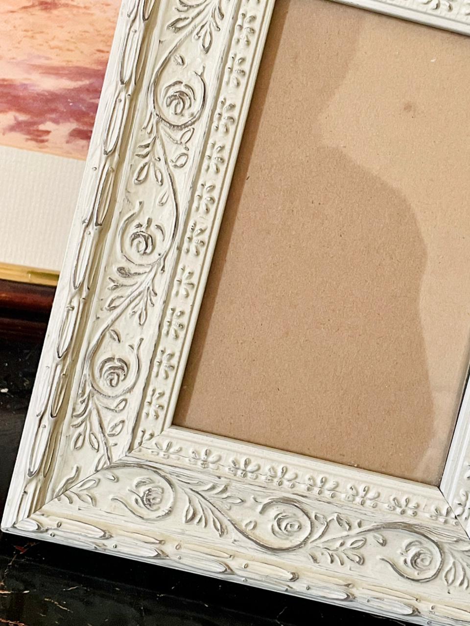 Vintage White Embossed Photo Frame – Floral Design (England)