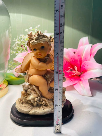 Decorative Fairy Child Figurine with Wings on Base Approx. 15 cm