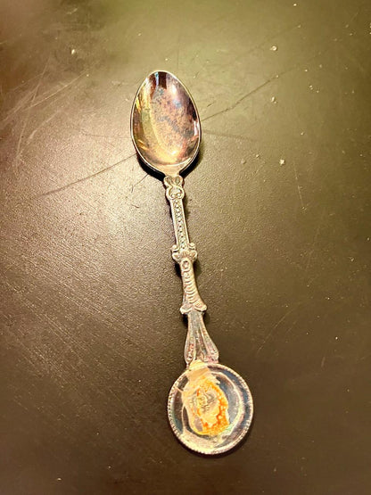Vintage Ornate Cameo Souvenir Spoon 12 cm Silver Tone