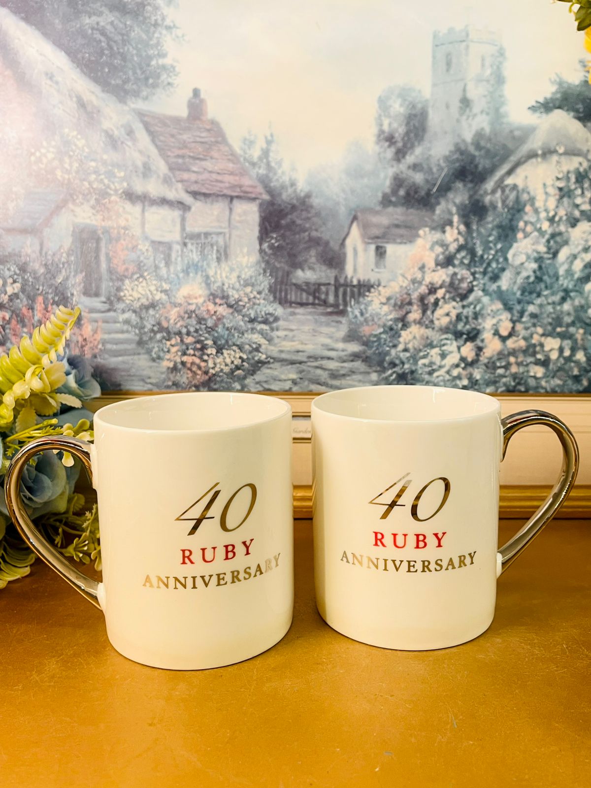 40th Ruby Anniversary Mug Set – Couple Gift Box