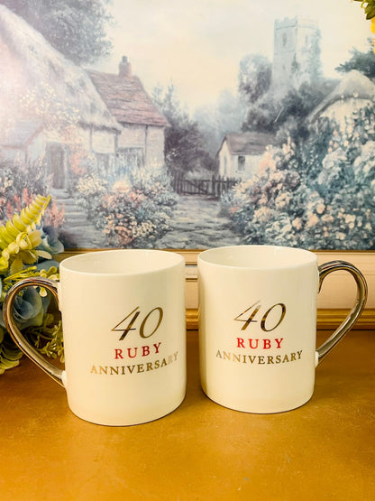 40th Ruby Anniversary Mug Set – Couple Gift Box