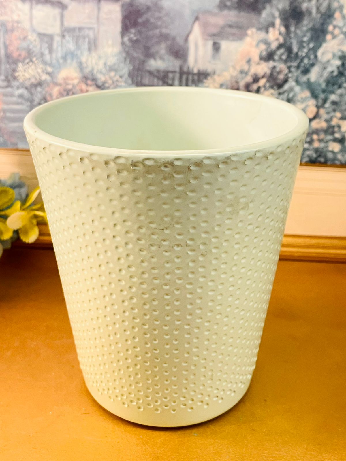White Textured Ceramic Planter Minimal Modern Home Decor