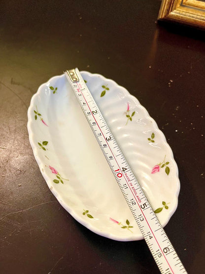 Vintage Pink Rose Porcelain soap  Dish – 6 Inch