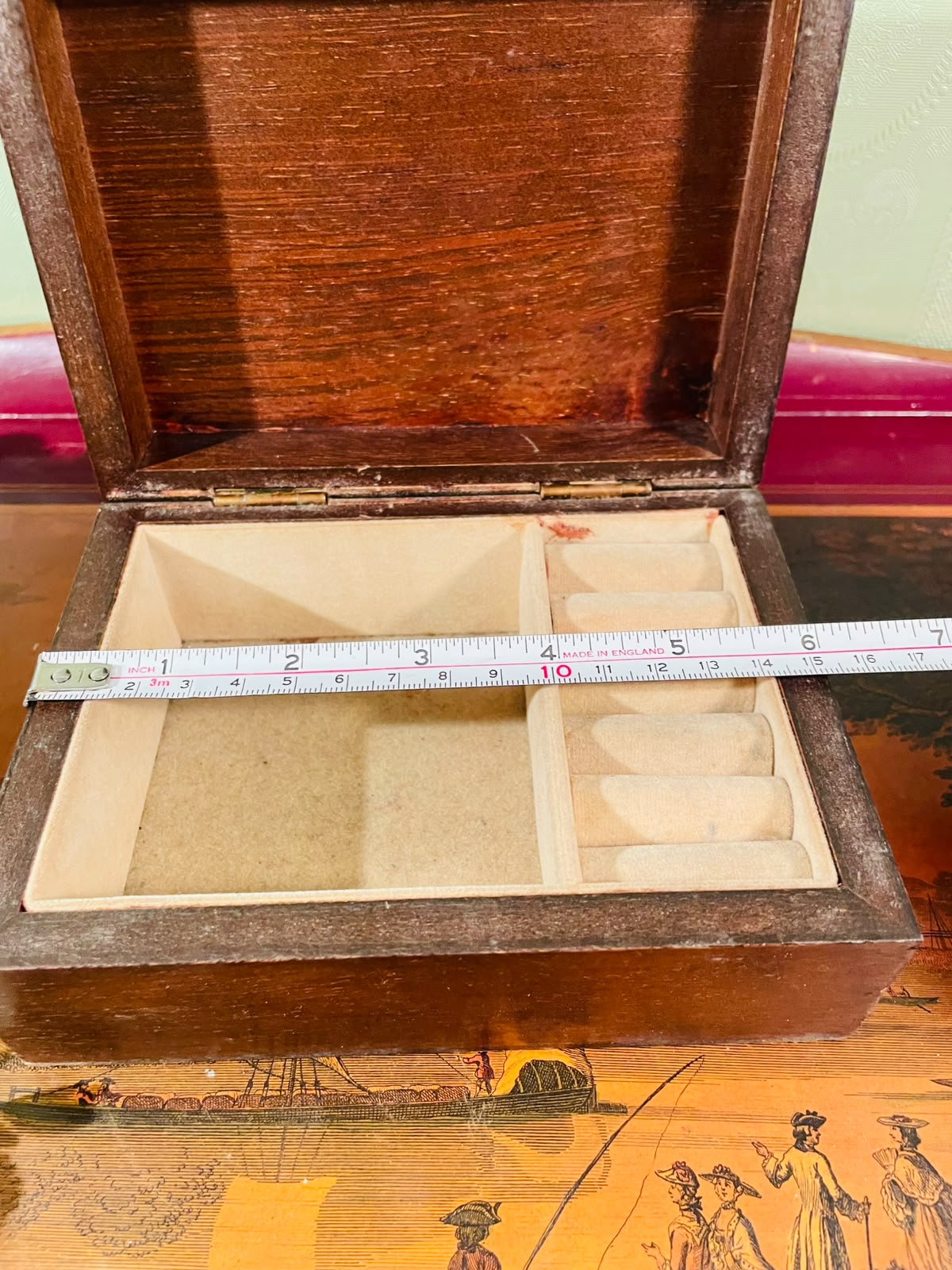 Wooden Jewellery Box with Ring Storage – 7 Inch