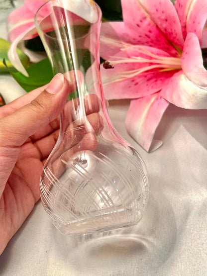 Vintage Clear Crystal Swirl Vase – Approx. 6.3 Inch