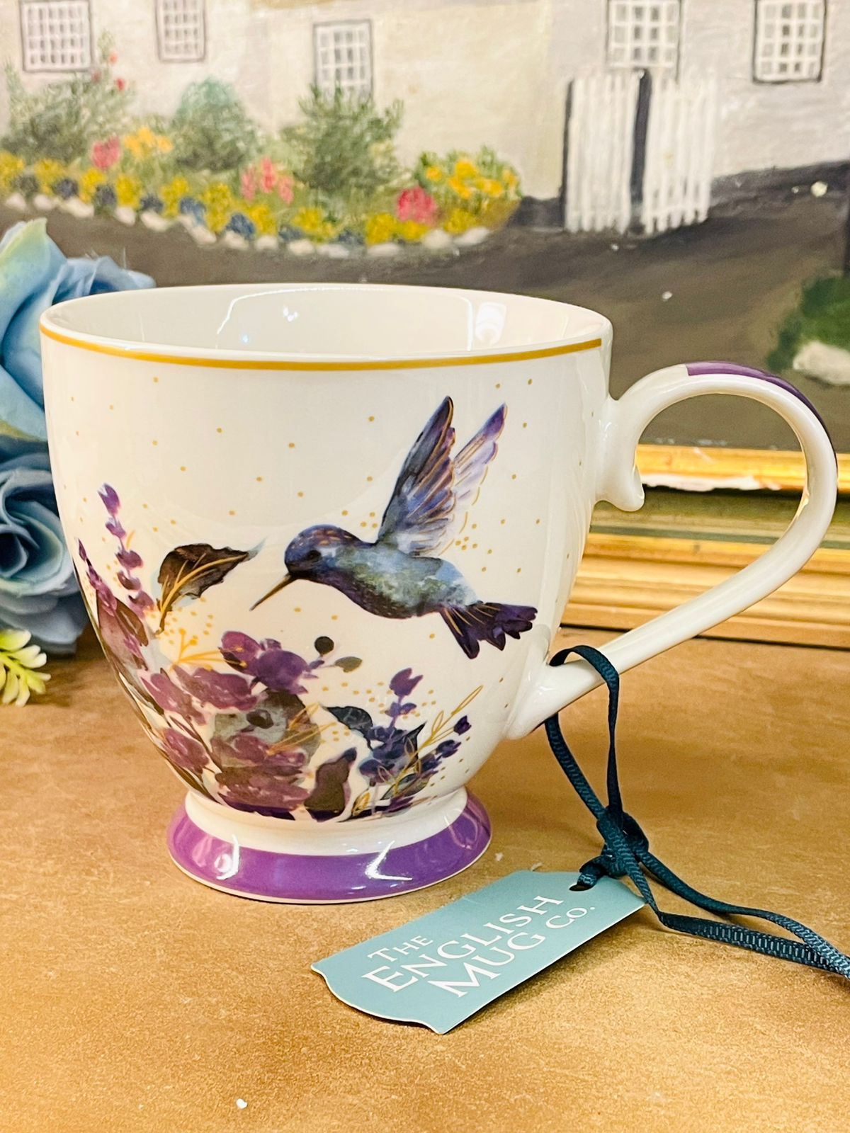 The English Mug Co Hummingbird Floral Footed Mug