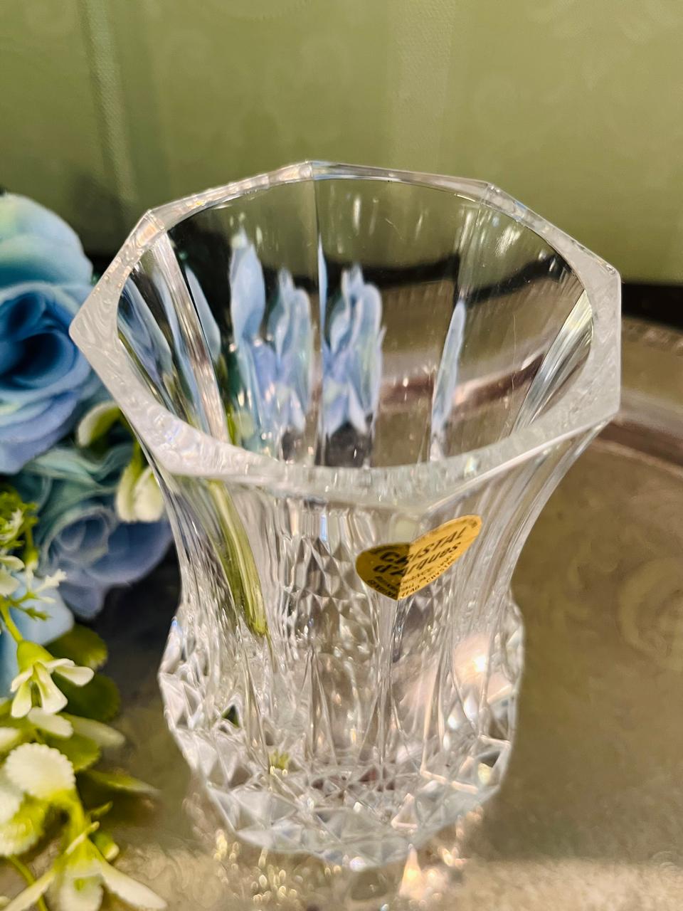 Vintage Royal Crystal Bud Vase 13 cm Diamond Cut Design